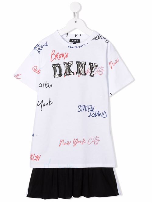 Abito bambina due pezzi scritte logo colorate DKNY KIDS | D3282510B